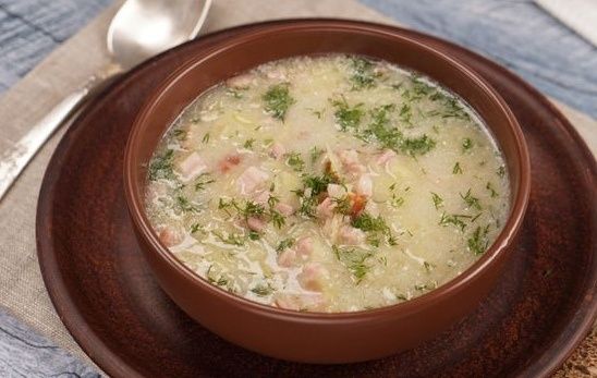 Ароматный картофельный суп «Тертюха» с копчёной грудинкой и сливками